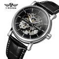 WINNER 284 2019 New Fashion Casual Automatic Mechanical Watch Men Skeleton Dial Leather Strap Sports Watches Top Brand Luxury